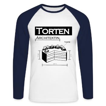 Kuchen Torten Architektin - Unisex Baseballshirt langarm - Weiß/Navy - Vorne - Nik (191cm)