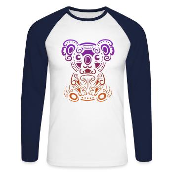 Koala bunte Tiere Koalabär Australien - Unisex Baseballshirt langarm - Weiß/Navy - Vorne - Nik (191cm)