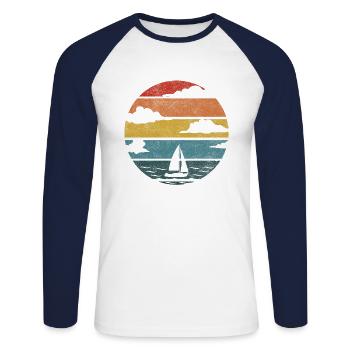 Segelboot Vintage Segler Segeln Skipper Kapitän - Unisex Baseballshirt langarm - Weiß/Navy - Vorne - Nik (191cm)
