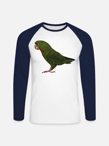 Rotkehlsittich - Unisex Baseballshirt langarm - Weiß/Navy
