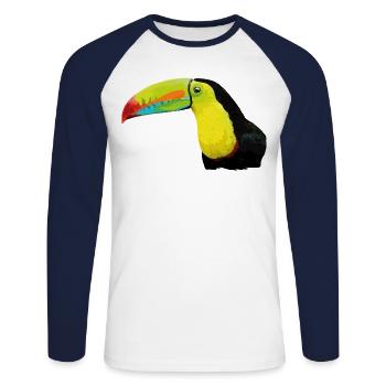 Green-billed toucan - Unisex Long Sleeve Baseball T-Shirt - white/navy - Front - Nik (191cm)
