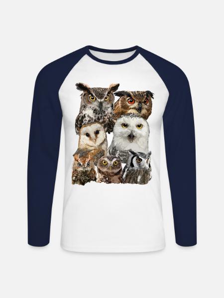 Nocturnal raptors - Unisex Long Sleeve Baseball T-Shirt - white/navy