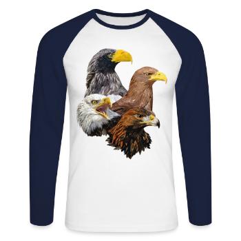 Oiseaux de proie - T-shirt baseball manches longues Homme - blanc/marine - Devant - Nik (191cm)