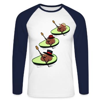 Canoe Avocado Race Paddle Boat Kids Child - Unisex Long Sleeve Baseball T-Shirt - white/navy - Front - Nik (191cm)
