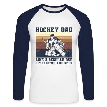Hockey Quote for an Ice Hockey Dad - Unisex Baseballshirt langarm - Weiß/Navy - Vorne - Nik (191cm)