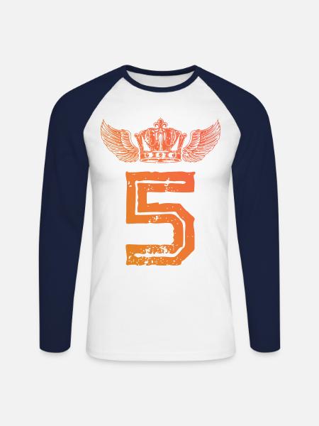 5 Couronne numérique - T-shirt baseball manches longues Homme - blanc/marine