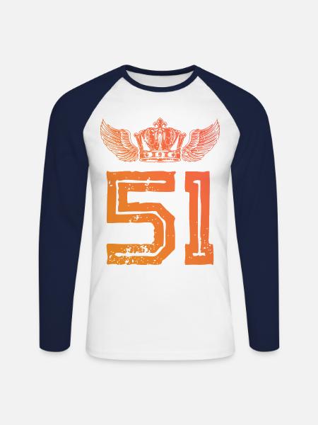 51 Couronne numérique - T-shirt baseball manches longues Homme - blanc/marine