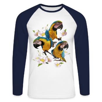 The blue and yellow macaw - Unisex Long Sleeve Baseball T-Shirt - white/navy - Front - Nik (191cm)