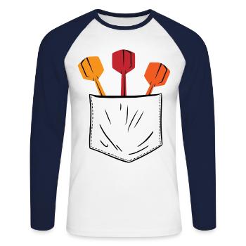 Retro Graphic Dart Player Darts Dartboard Bullseye - Unisex Long Sleeve Baseball T-Shirt - white/navy - Front - Nik (191cm)