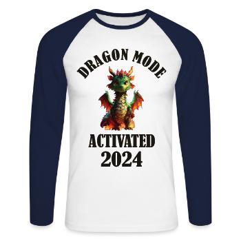 Mode Dragon activé 2024 - T-shirt baseball manches longues Homme - blanc/marine - Devant - Nik (191cm)