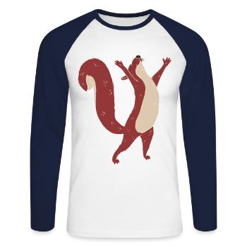 Eichhörnchen Kind Waldtiere - Unisex Baseballshirt langarm - Weiß/Navy - Vorne - Nik (191cm)
