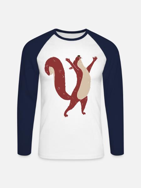 Eichhörnchen Kind Waldtiere - Unisex Baseballshirt langarm - Weiß/Navy