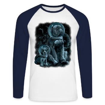 WE MISS HOME - Unisex Baseballshirt langarm - Weiß/Navy - Vorne - Nik (191cm)