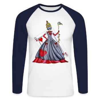 Queen of Hearts - Unisex Long Sleeve Baseball T-Shirt - white/navy - Front - Nik (191cm)