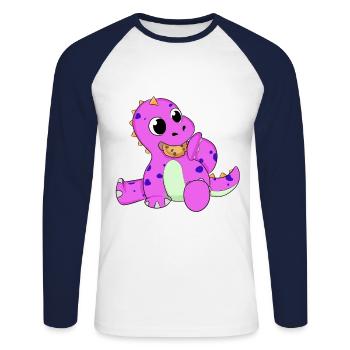 Dino Dinosaur Fantasy Kids Baby Toddler - Unisex Long Sleeve Baseball T-Shirt - white/navy - Front - Nik (191cm)