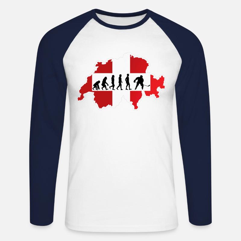 Eishockey Evolution Schweiz - Unisex Baseballshirt langarm - Weiß/Navy