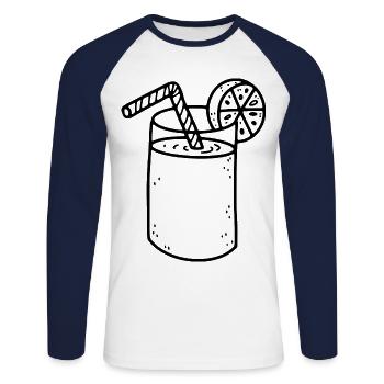 Glas Limonade - Unisex Baseballshirt langarm - Weiß/Navy - Vorne - Nik (191cm)