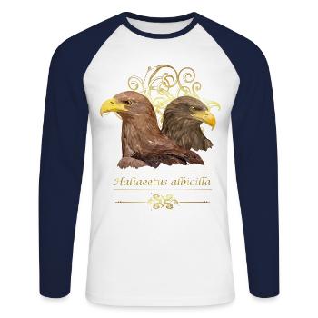 Europäischer Adler - Unisex Baseballshirt langarm - Weiß/Navy - Vorne - Nik (191cm)
