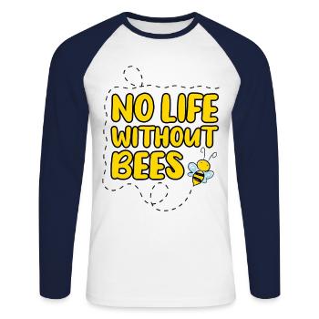 No Life Without Bees - Save the Bees - Unisex Long Sleeve Baseball T-Shirt - white/navy - Front - Nik (191cm)