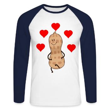 Heartfelt Peanut Nut Gift Idea Valentine - Unisex Long Sleeve Baseball T-Shirt - white/navy - Front - Nik (191cm)