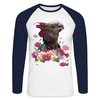 Le perroquet cacique - T-shirt baseball manches longues Homme - blanc/marine - Devant - Nik (191cm)