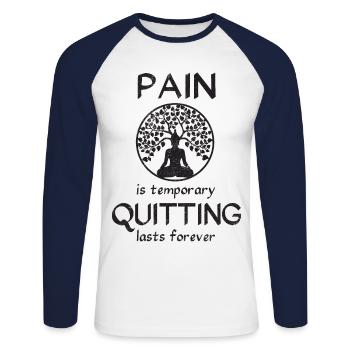 La douleur est temporaire cesser de fumer dure pour toujours Meditatio - T-shirt baseball manches longues Homme - blanc/marine - Devant - Nik (191cm)
