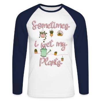 GARDENING I Sometimes i wet my Plants - Unisex Long Sleeve Baseball T-Shirt - white/navy - Front - Nik (191cm)