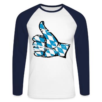 Bayern Flagge alles in Ordnung Symbol used - Unisex Baseballshirt langarm - Weiß/Navy - Vorne - Nik (191cm)