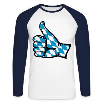 Bayern Flagge alles in Ordnung Symbol - Unisex Baseballshirt langarm - Weiß/Navy - Vorne - Nik (191cm)