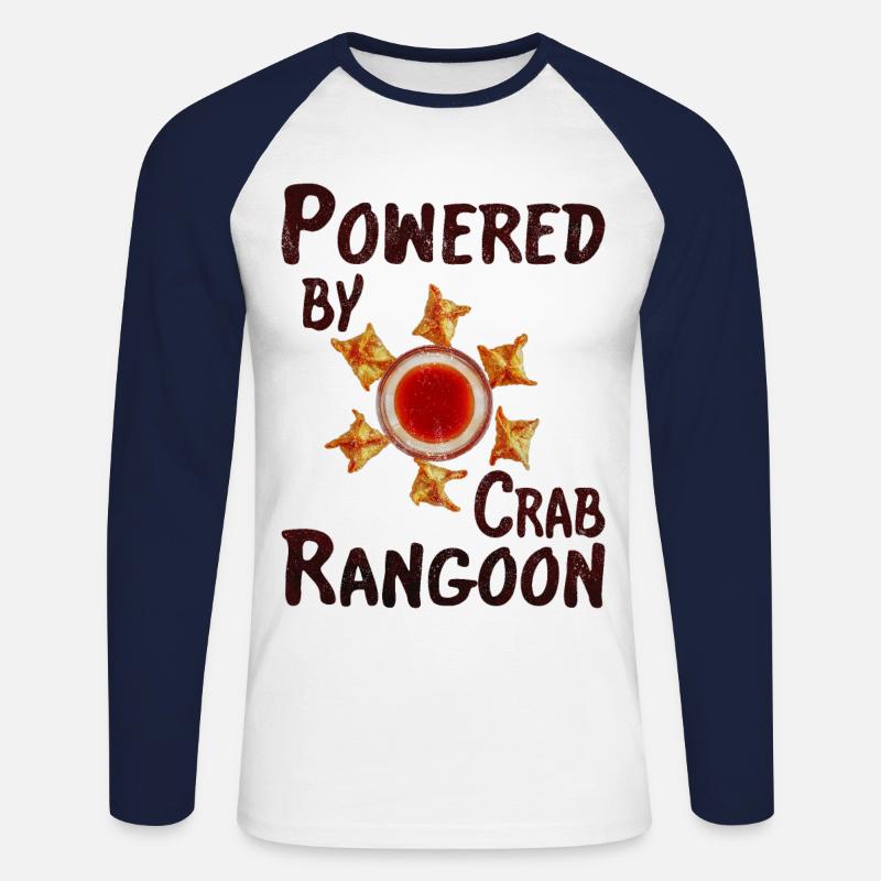 Powered by crab rangoon - Unisex Baseballshirt langarm - Weiß/Navy