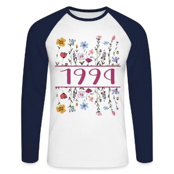 1994 Legendary Since 1994 Birthday 1994 Women - Unisex Long Sleeve Baseball T-Shirt - white/navy - Front - Nik (191cm)