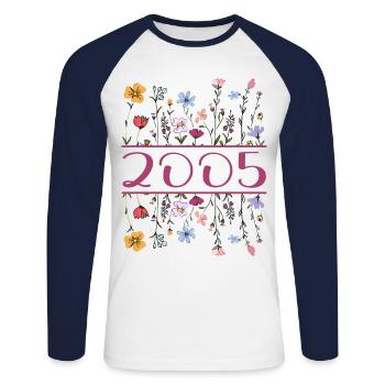 2005 Legendär Seit 2005 Geburtstag 2005 Frauen - Unisex Baseballshirt langarm - Weiß/Navy - Vorne - Nik (191cm)