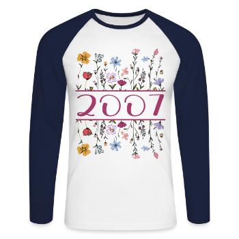 2007 Legendär Seit 2007 Geburtstag 2007 Frauen - Unisex Baseballshirt langarm - Weiß/Navy - Vorne - Nik (191cm)