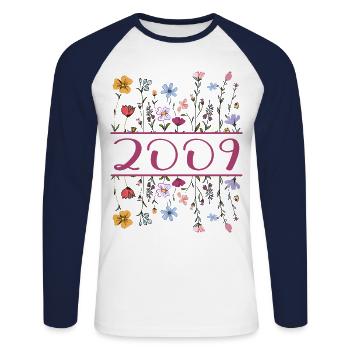 2009 Legendär Seit 2009 Geburtstag 2009 Frauen - Unisex Baseballshirt langarm - Weiß/Navy - Vorne - Nik (191cm)