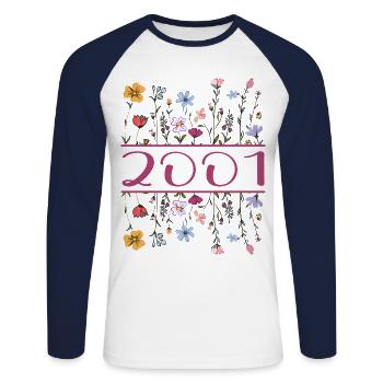 2001 Legendär Seit 2001 Geburtstag 2001 Frauen - Unisex Baseballshirt langarm - Weiß/Navy - Vorne - Nik (191cm)