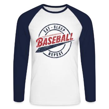 Baseball Men Women Kids Player Pitcher Softball - Unisex Baseballshirt langarm - Weiß/Navy - Vorne - Nik (191cm)