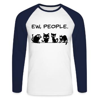 Ih people Ew People - T-shirt baseball manches longues Homme - blanc/marine - Devant - Nik (191cm)
