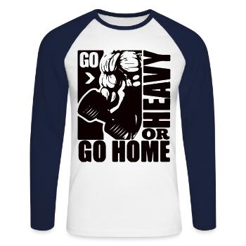 body building - Unisex Long Sleeve Baseball T-Shirt - white/navy - Front - Nik (191cm)