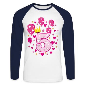 05 5 anniversaire filles ballons de couronne Sternc - T-shirt baseball manches longues Homme - blanc/marine - Devant - Nik (191cm)