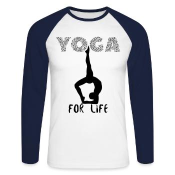Yoga Yoga Drôle Yoga Yoga - T-shirt baseball manches longues Homme - blanc/marine - Devant - Nik (191cm)