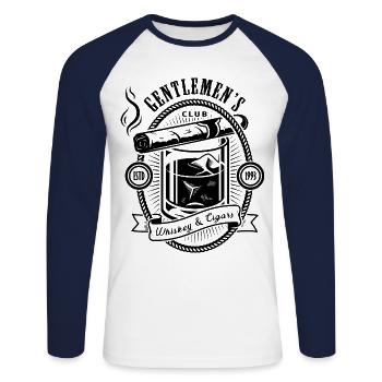Club des messieurs - T-shirt baseball manches longues Homme - blanc/marine - Devant - Nik (191cm)