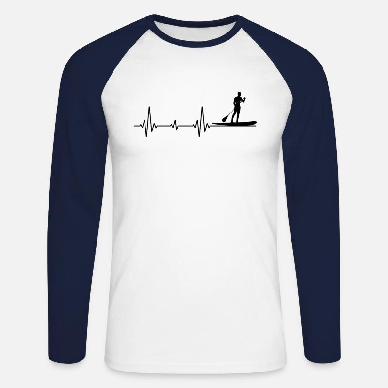 Paddleboarding Paddleboard Paddel Herzschlag - Unisex Baseballshirt langarm - Weiß/Navy
