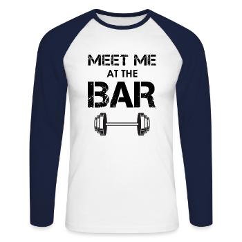 Bodybuilding Fitness Workout Gym Lustiges Geschenk - Unisex Baseballshirt langarm - Weiß/Navy - Vorne - Nik (191cm)