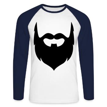 Symbole de barbe - T-shirt baseball manches longues Homme - blanc/marine - Devant - Nik (191cm)