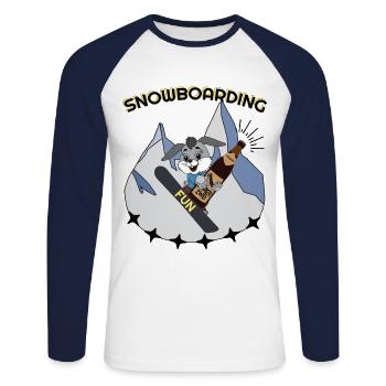 Snowboarder, Snowboard Osterhase, Apres Ski - Unisex Baseballshirt langarm - Weiß/Navy - Vorne - Nik (191cm)