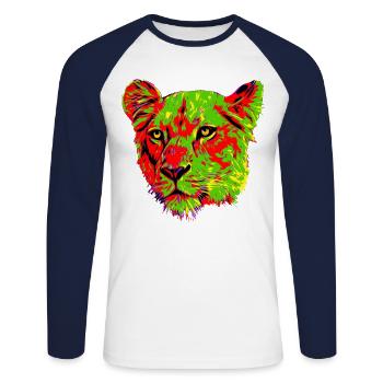 Löwin - Unisex Baseballshirt langarm - Weiß/Navy - Vorne - Nik (191cm)