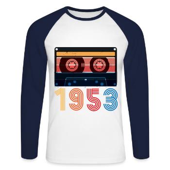 1953 Vintage Retro Jubiläum Limitierte Auflage - Unisex Baseballshirt langarm - Weiß/Navy - Vorne - Nik (191cm)