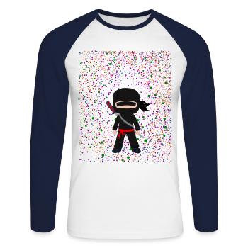 Ninja Dots - Unisex Baseballshirt langarm - Weiß/Navy - Vorne - Nik (191cm)