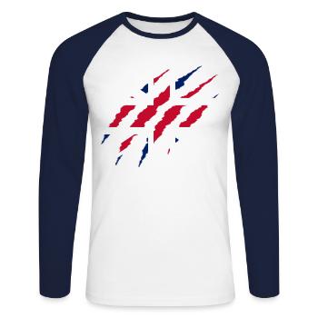 GRIFFE BRITANNIQUE - T-shirt baseball manches longues Homme - blanc/marine - Devant - Nik (191cm)