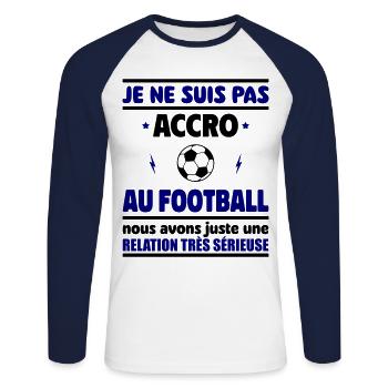 Je ne suis pas accro au football - T-shirt baseball manches longues Homme - blanc/marine - Devant - Nik (191cm)